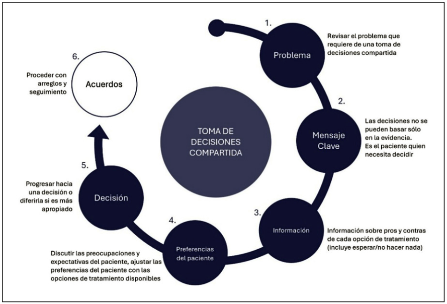 Figura 4: Proceso de toma de decisiones compartida, traducido de Rosca y cols (12)
